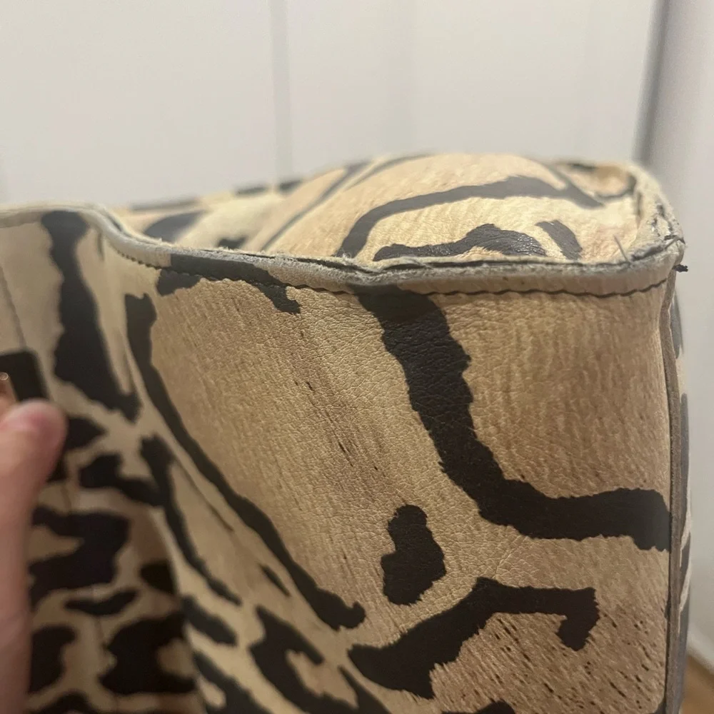 Furla Leopard Print Tote Bag - Black and Tan. Peeling inside***READ